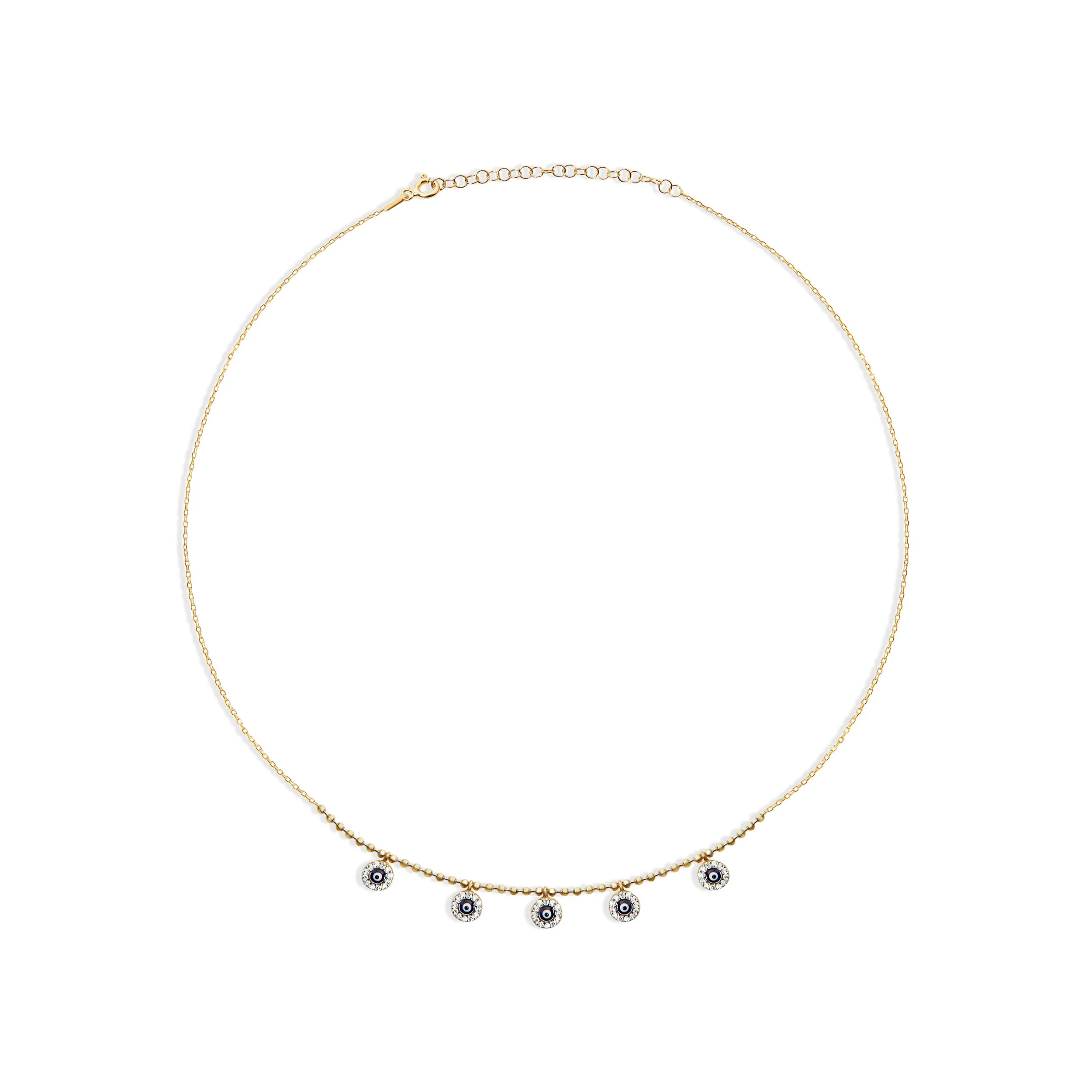THE BEADED PAVE' EVIL EYE CHARM NECKLACE
