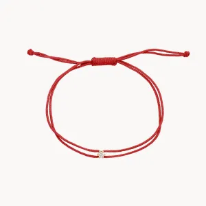 the nova diamond red cord bracelet - 10k yellow gold, diamond, red nylon