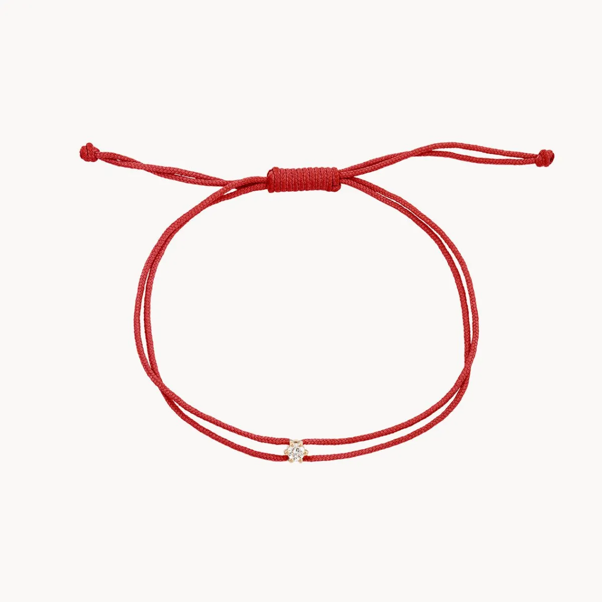 the nova diamond red cord bracelet - 10k yellow gold, diamond, red nylon