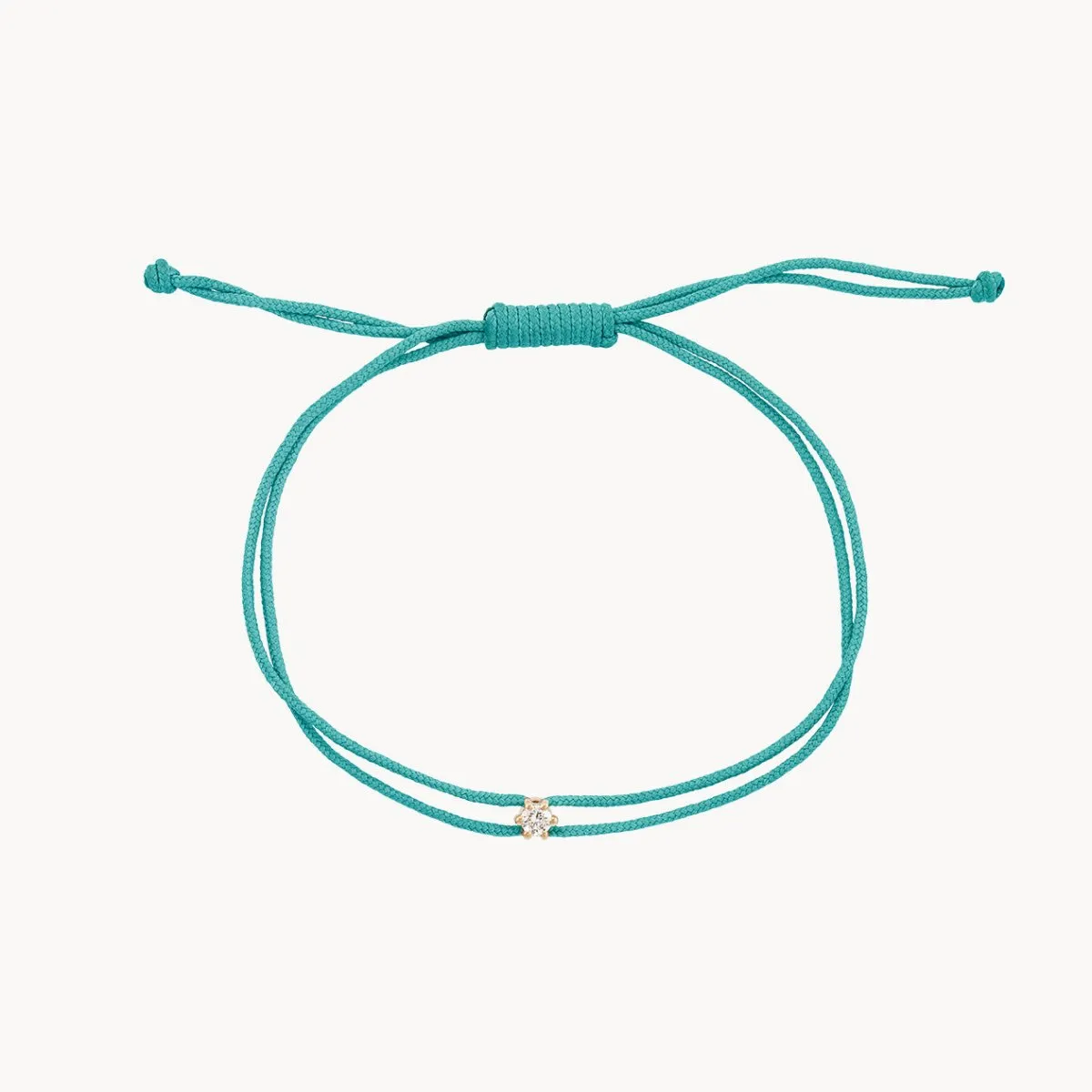 the nova diamond teal cord bracelet - yellow gold, diamond, teal nylon