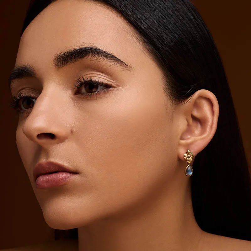 Tiare Earring, Labradorite, Gold