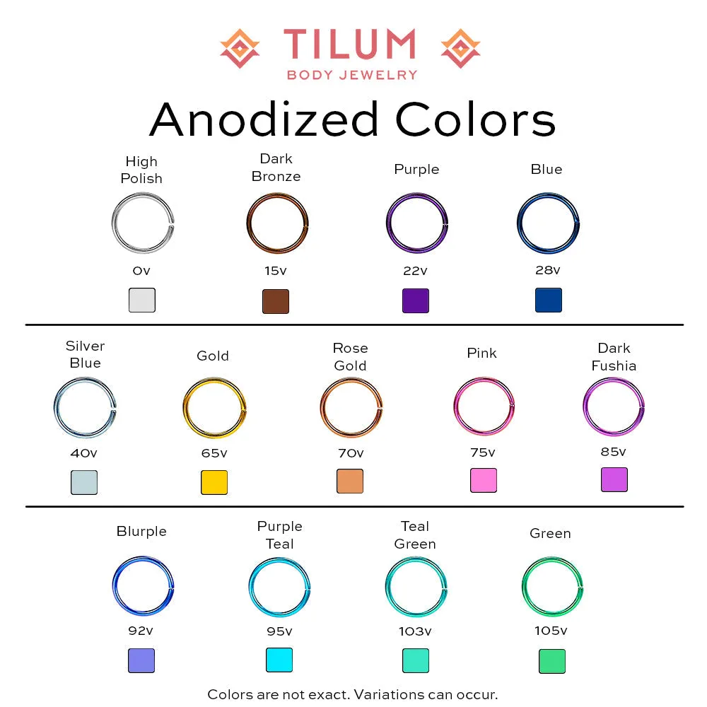 Tilum 14g-12g Internally Threaded Titanium Corner Prong-Set Square Opal Top - 4mm - Price Per 1