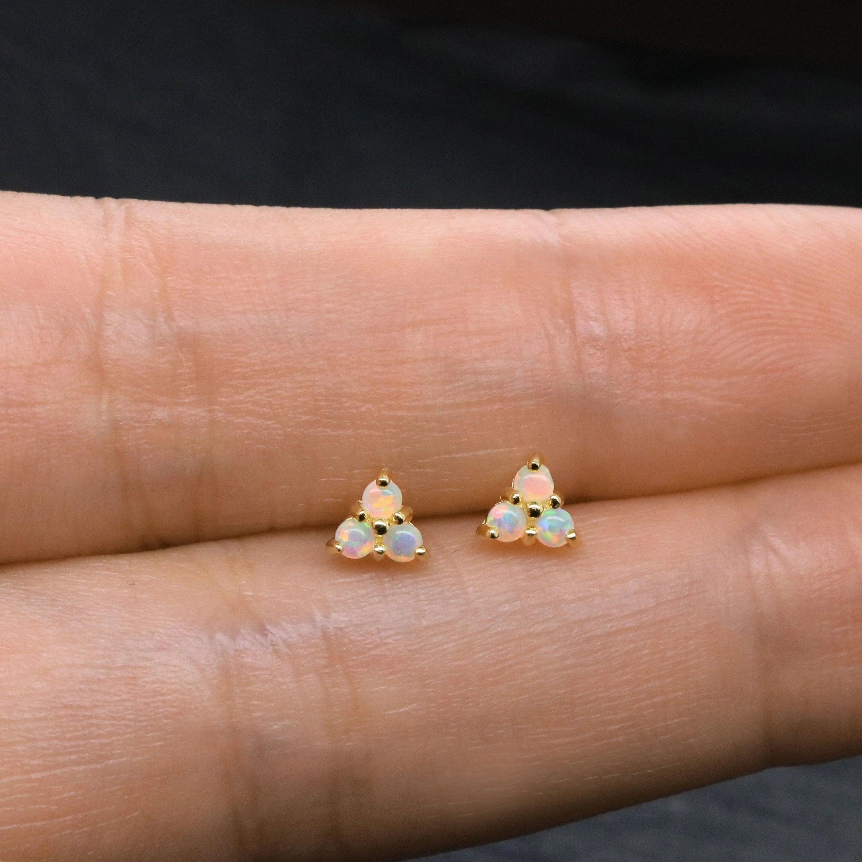 Tiny Clover Flower Stud, White, Emerald, Turquoise, Sapphire, Black, Opal, Gold Silver SHEMISLI SS039, SS151, SS152, SS244, SS245, SS184