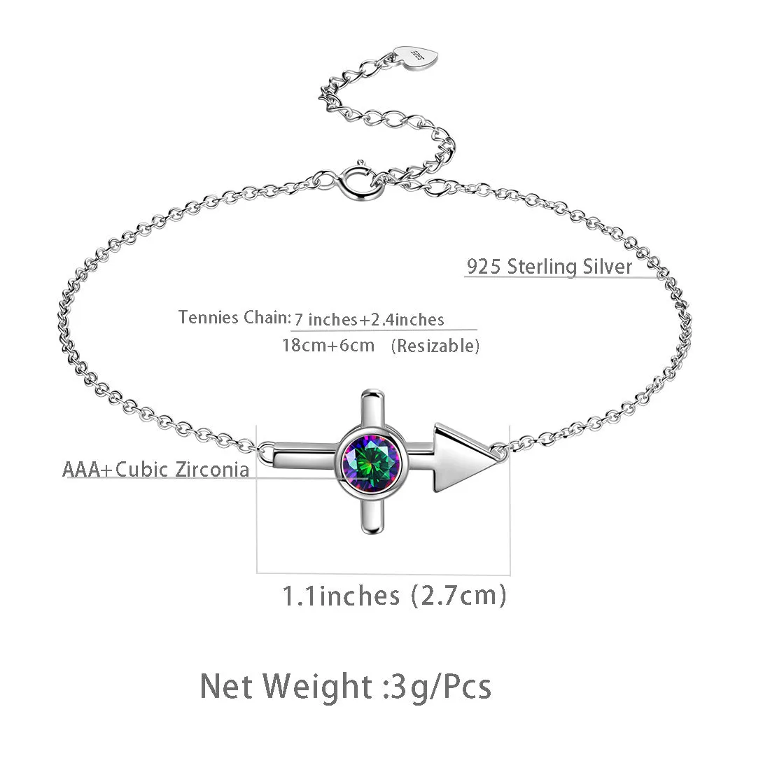 Tokyo Mart Sagittarius Bracelet Women Girls Jewelry Birthday Gift Mystic Topaz Sterling Silver