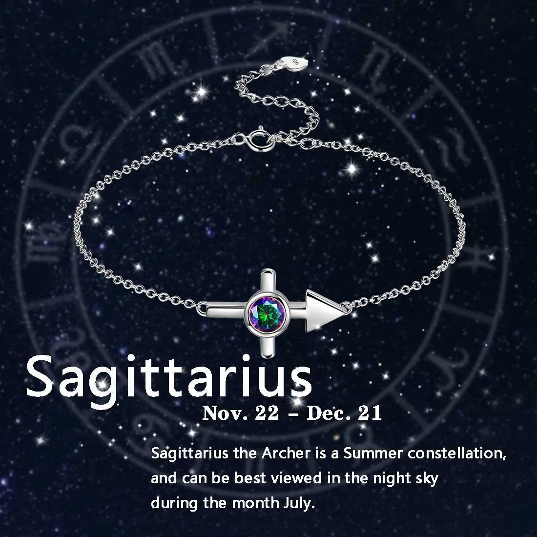 Tokyo Mart Sagittarius Bracelet Women Girls Jewelry Birthday Gift Mystic Topaz Sterling Silver