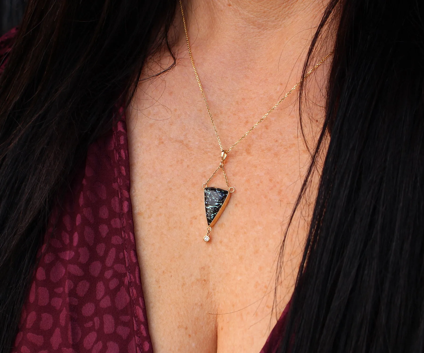 Triangle Leopard Opal Gold Chain Jewelry Set