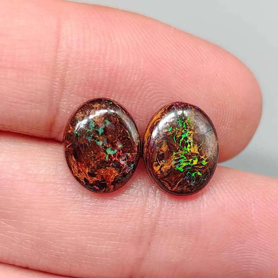 Two Circles Natural Australian Boulder Opal Loose Gemstone 5.46ct