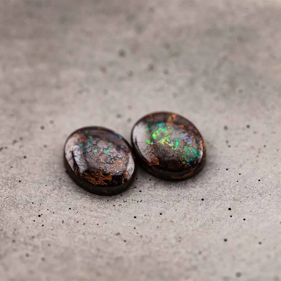 Two Circles Natural Australian Boulder Opal Loose Gemstone 5.46ct
