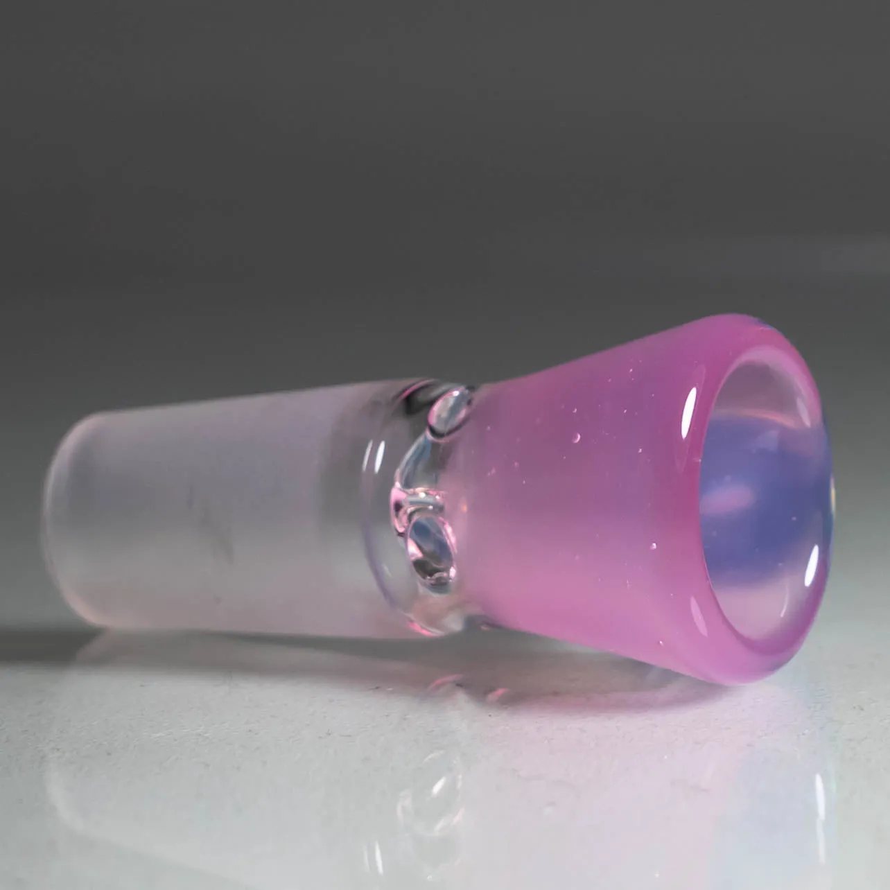 Unity Glassworks - 3 Hole Opal Horn Slide - 14mm - CFL Pastel Serum & Blue Satin