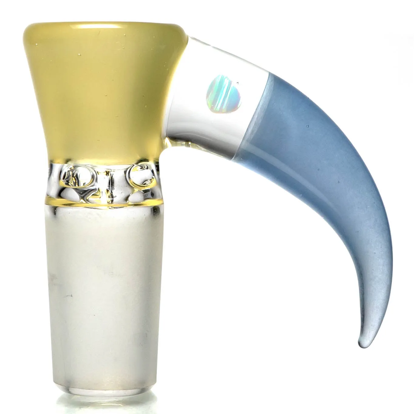 Unity Glassworks - 3 Hole Opal Horn Slide - 14mm - CFL Pastel Serum & Blue Satin