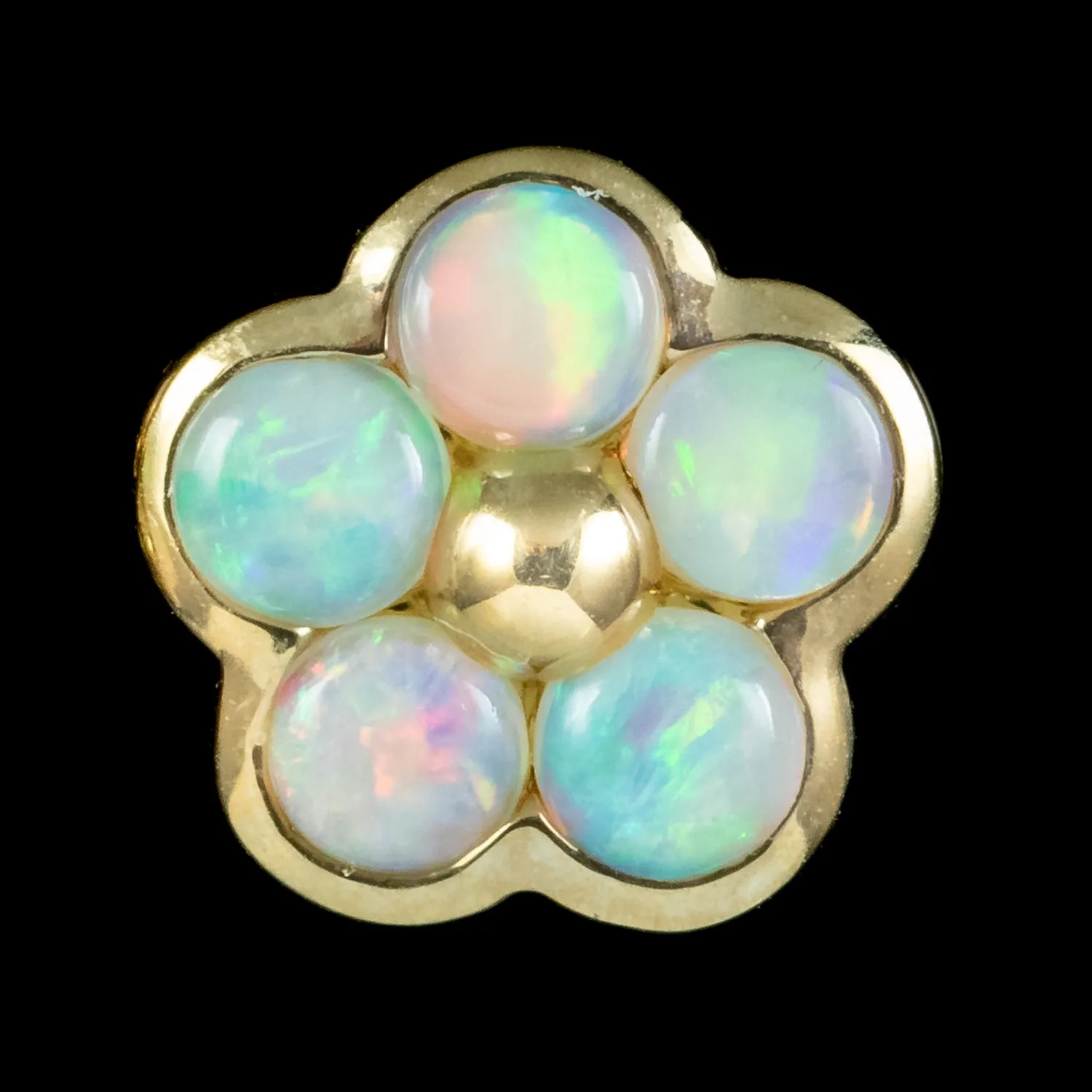 Victorian Style Natural Opal Flower Stud Earrings 9ct Gold