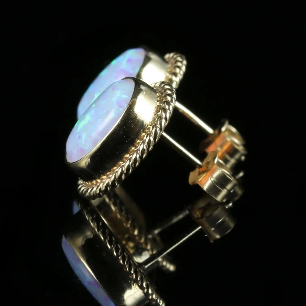 Victorian Style Opal Stud Earrings 9ct Gold