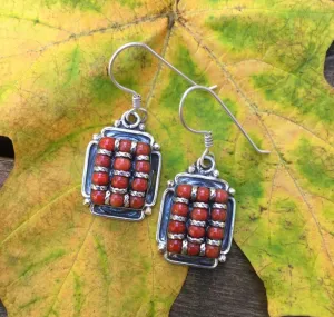 Vintage Coral Silver Earrings