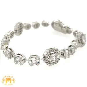 VVS/vs high clarity diamonds set in a 18k White Gold Octagon with a Halo Link Bracelet (VVS baguettes)