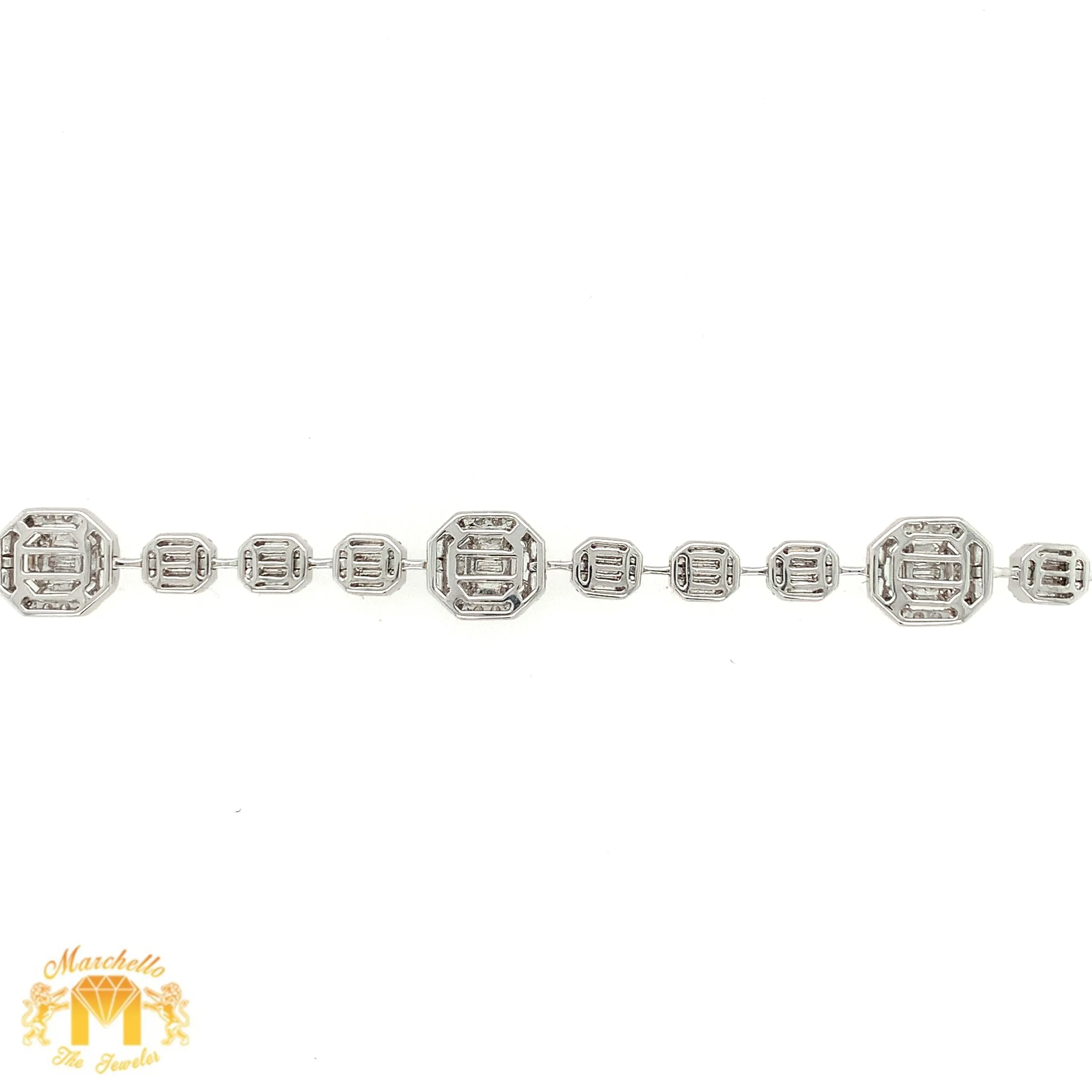 VVS/vs high clarity diamonds set in a 18k White Gold Octagon with a Halo Link Bracelet (VVS baguettes)