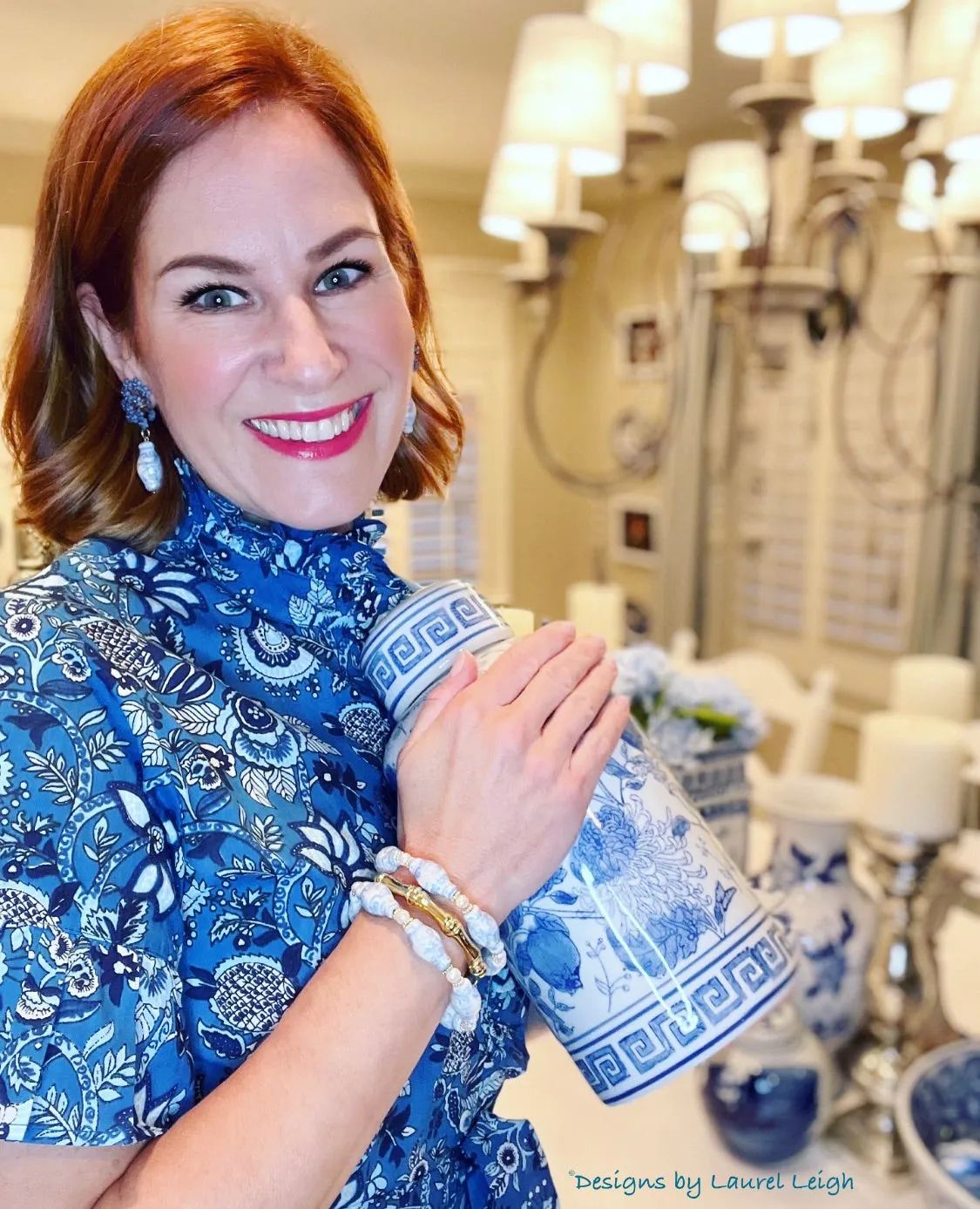 Wedgwood Blue Chinoiserie Ginger Jar Pearl Bracelet
