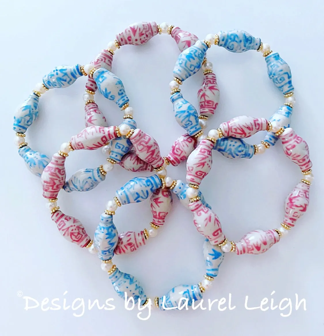 Wedgwood Blue Chinoiserie Ginger Jar Pearl Bracelet