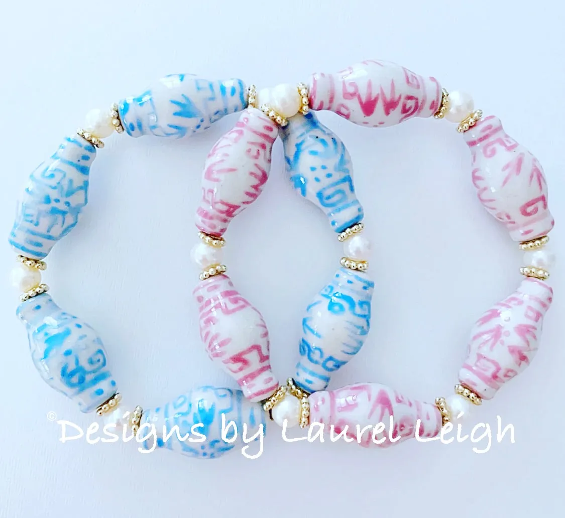 Wedgwood Blue Chinoiserie Ginger Jar Pearl Bracelet
