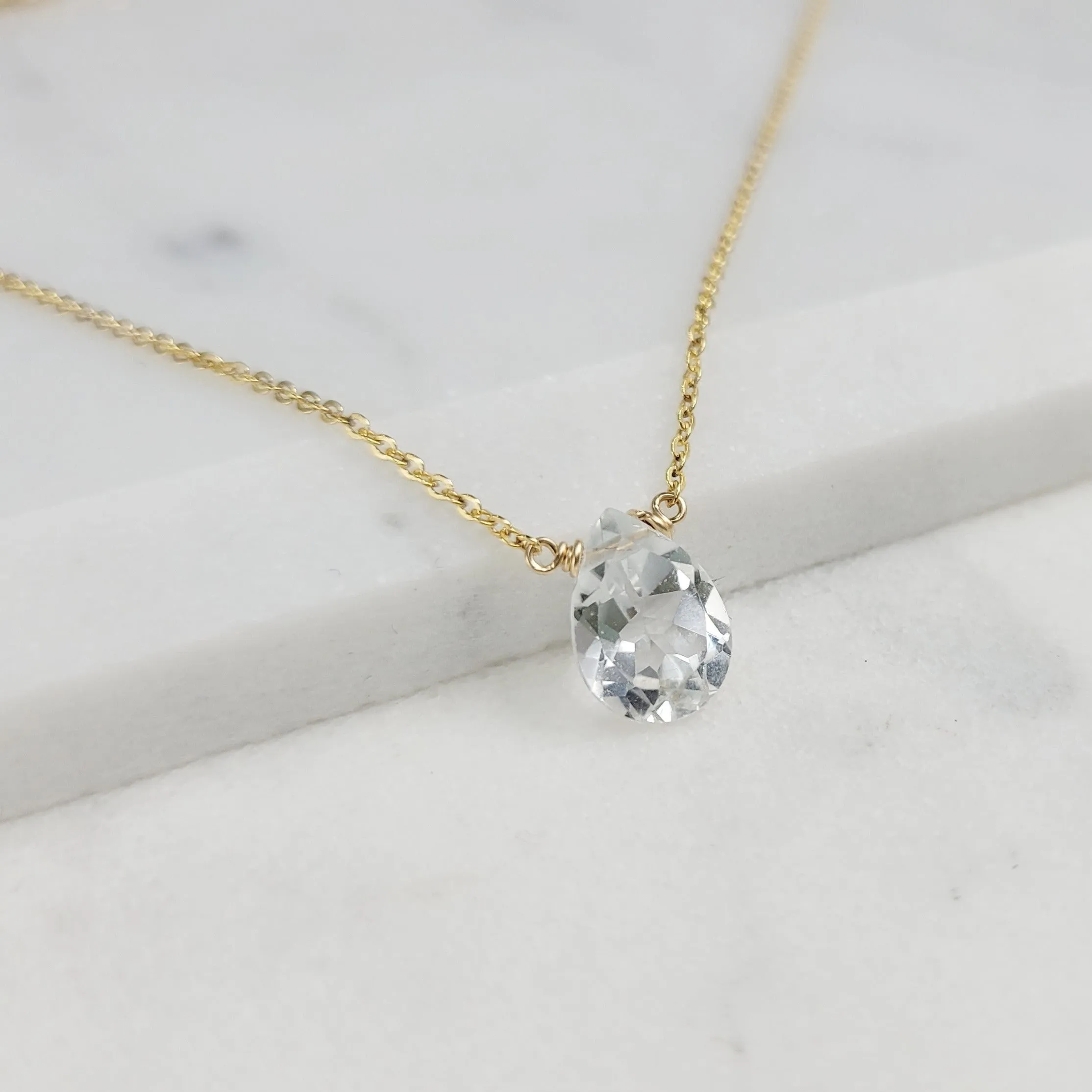 White Topaz Briolette Necklace