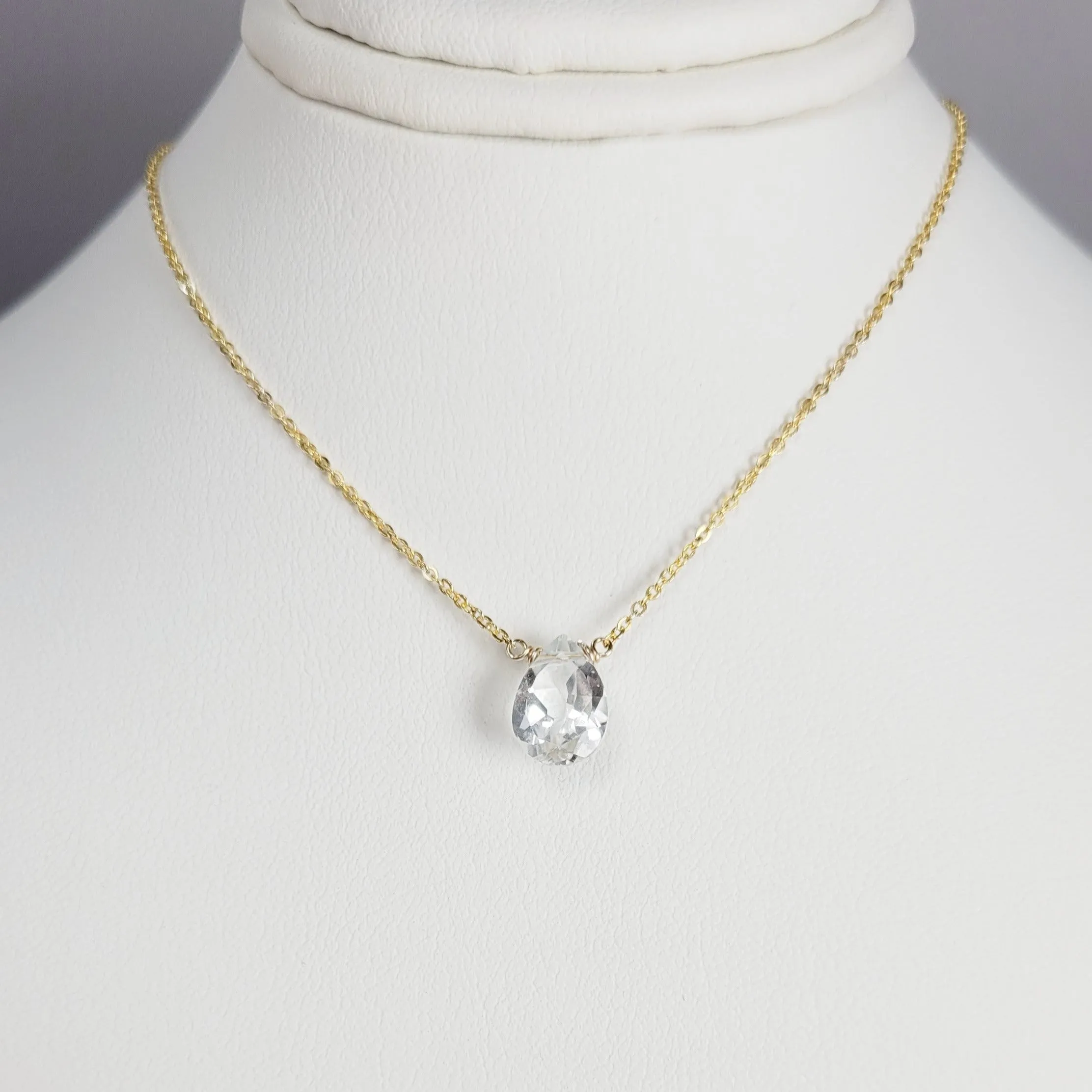 White Topaz Briolette Necklace