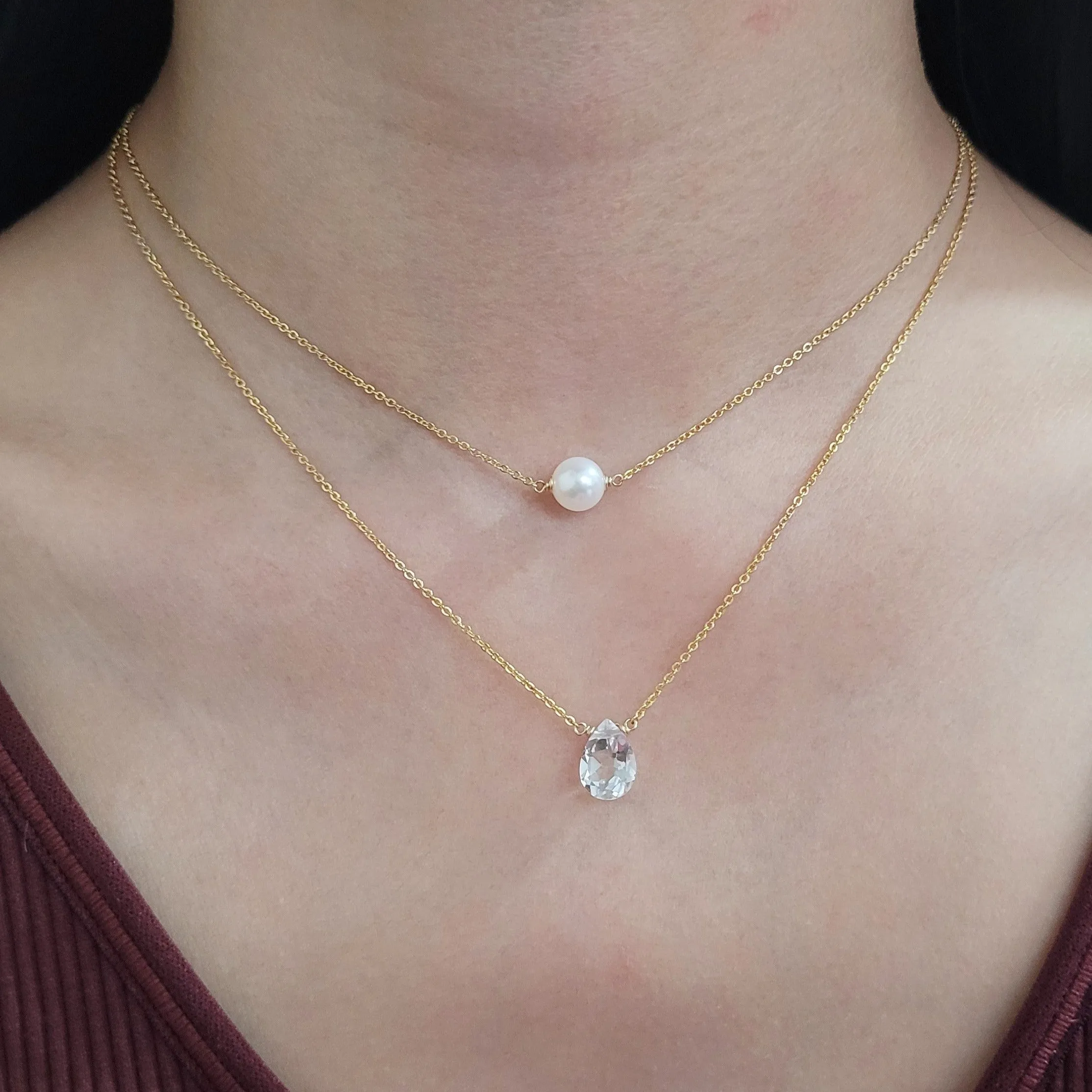 White Topaz Briolette Necklace