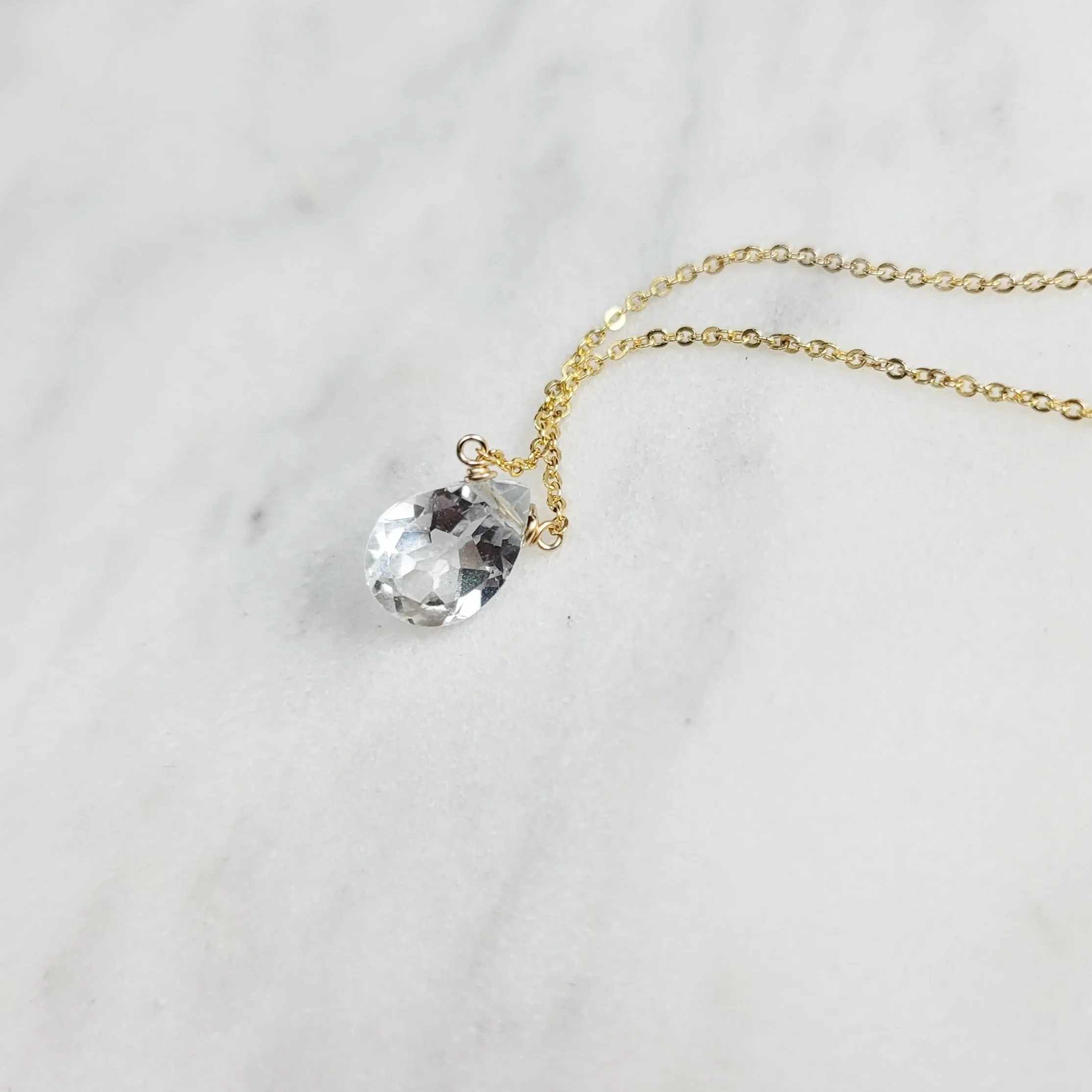 White Topaz Briolette Necklace