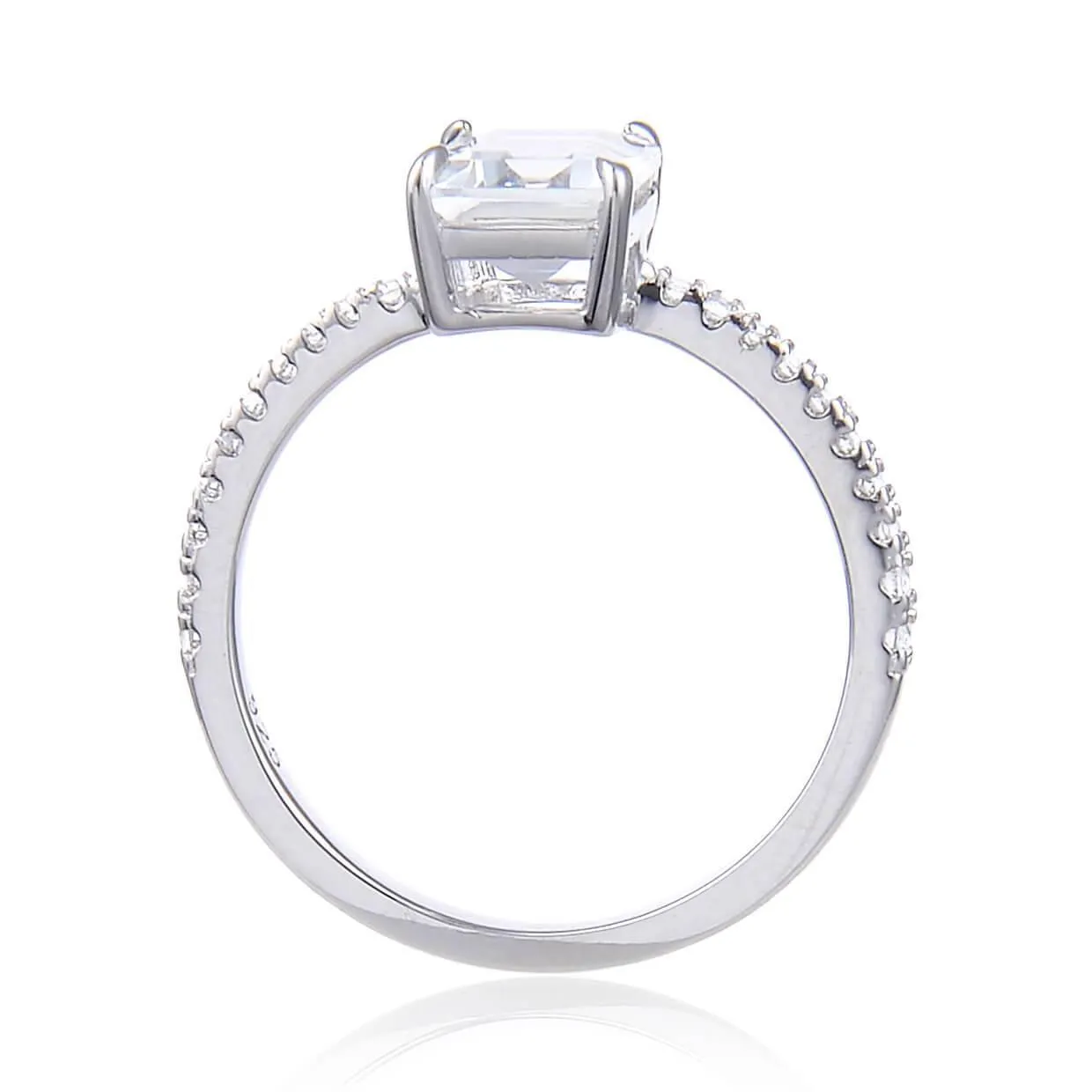 White Topaz Emerald Cut Engagement Ring