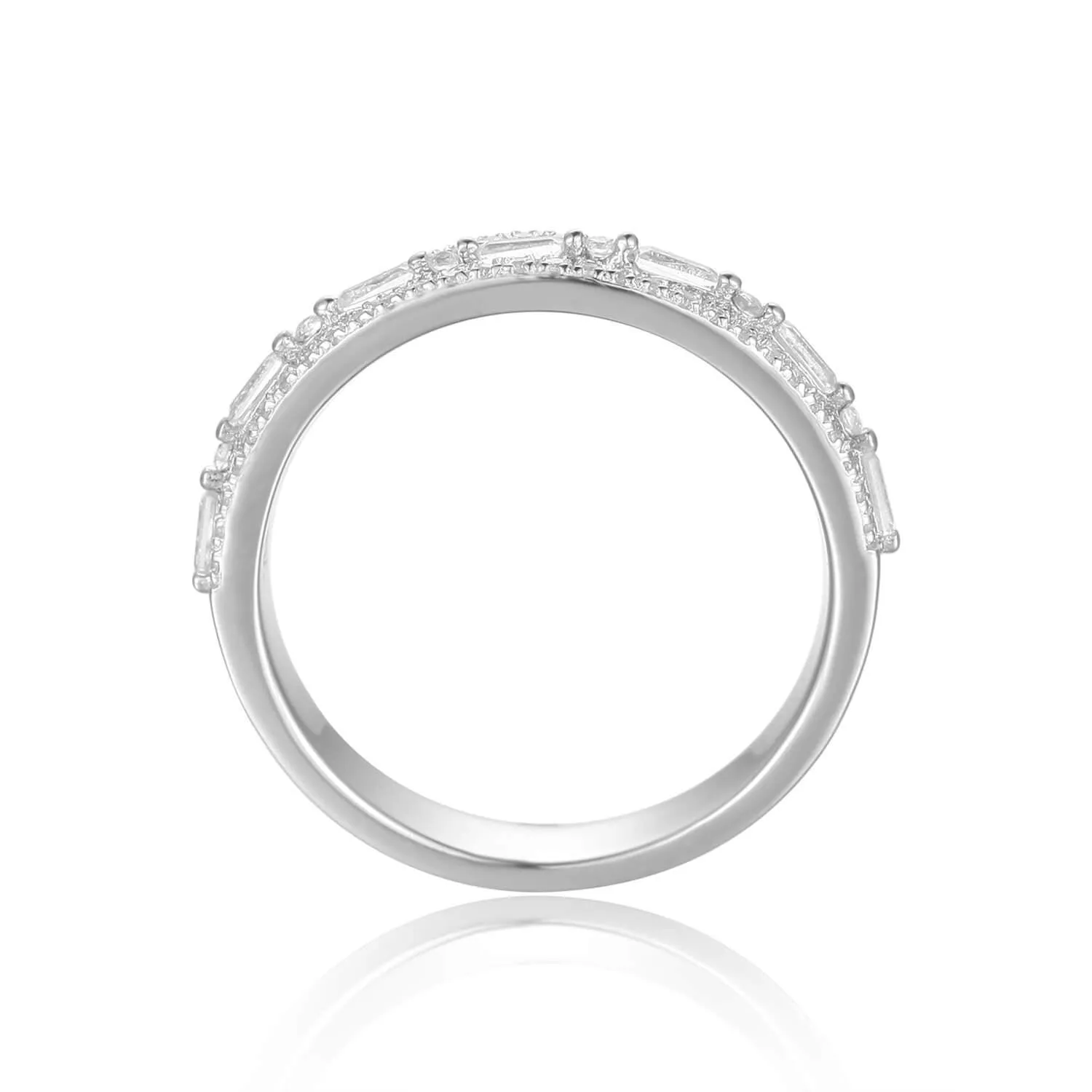 White Topaz Encrusted Baguette Ring
