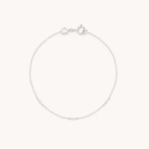 White Topaz Marquise Charm Bracelet in Solid White Gold