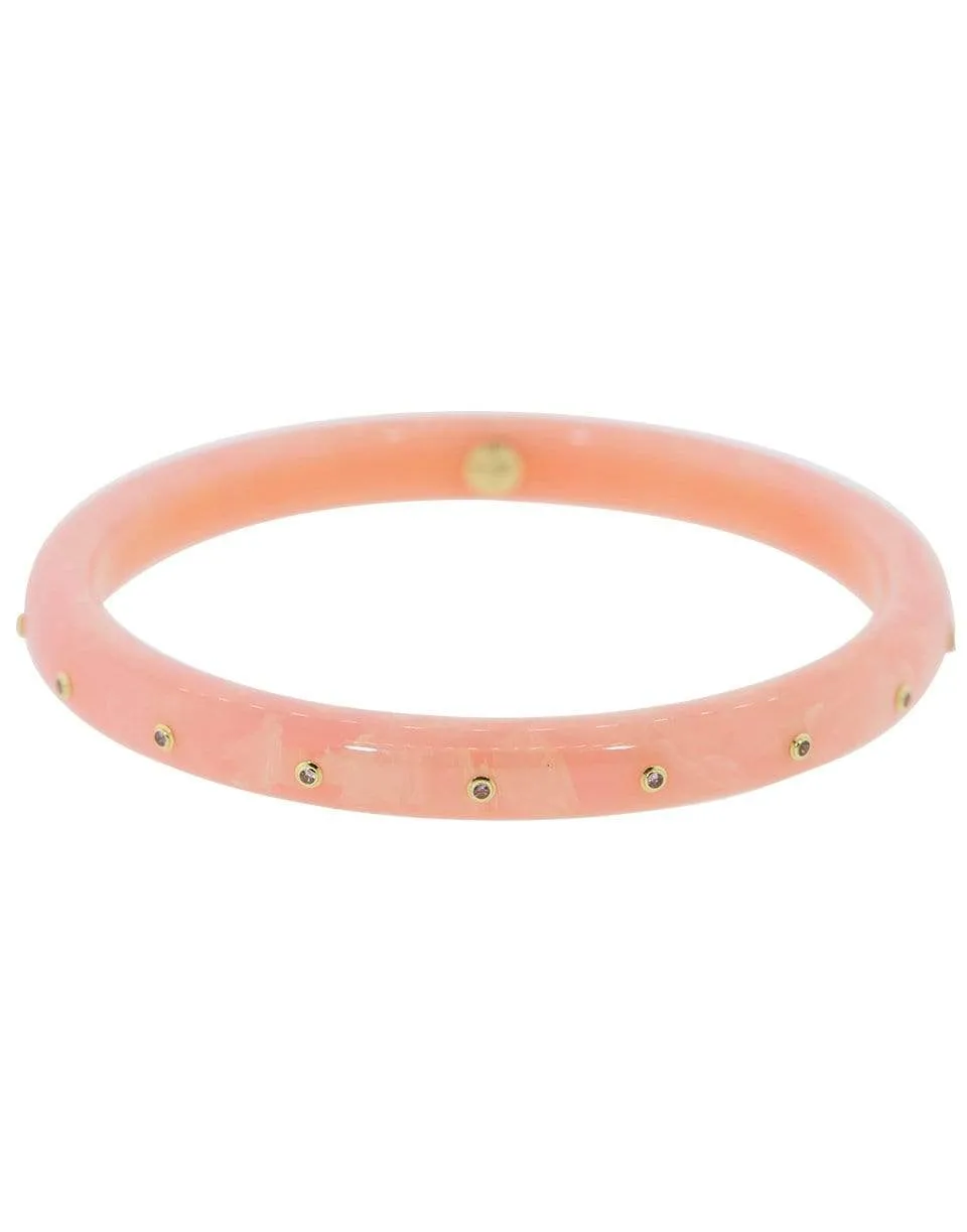 White Topaz Pink Bakelite Bangle