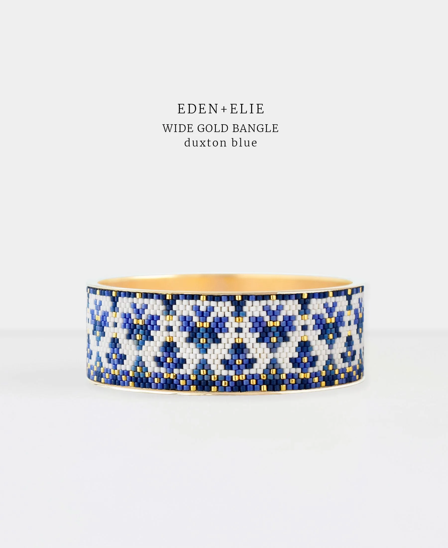 Wide Gold Bangle   Adjustable Length Necklace Set - Duxton Blue