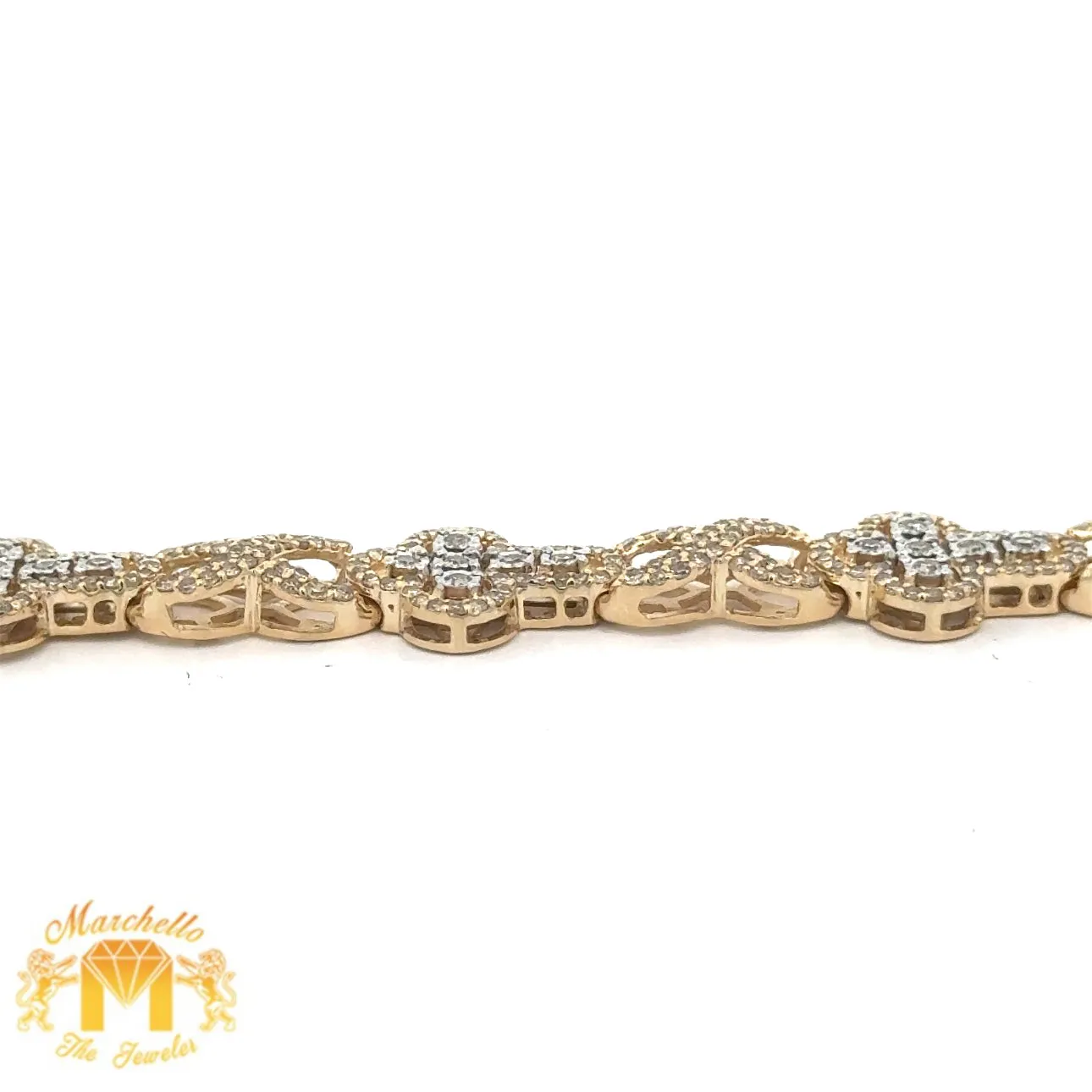 Yellow Gold and Diamond Cross Bracelet with Round Diamonds