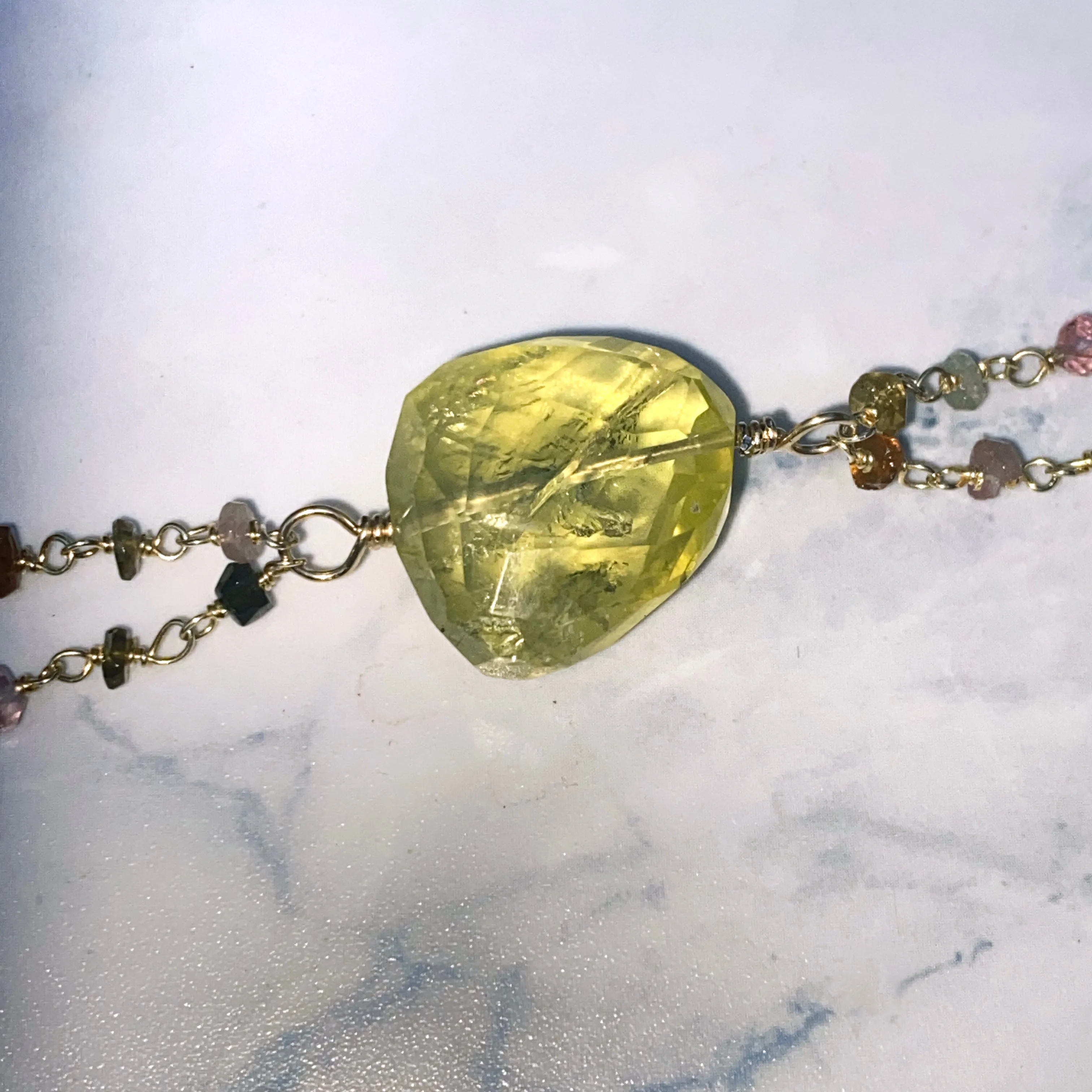 Yellow Topaz and Mixed Tourmaline Bracelet