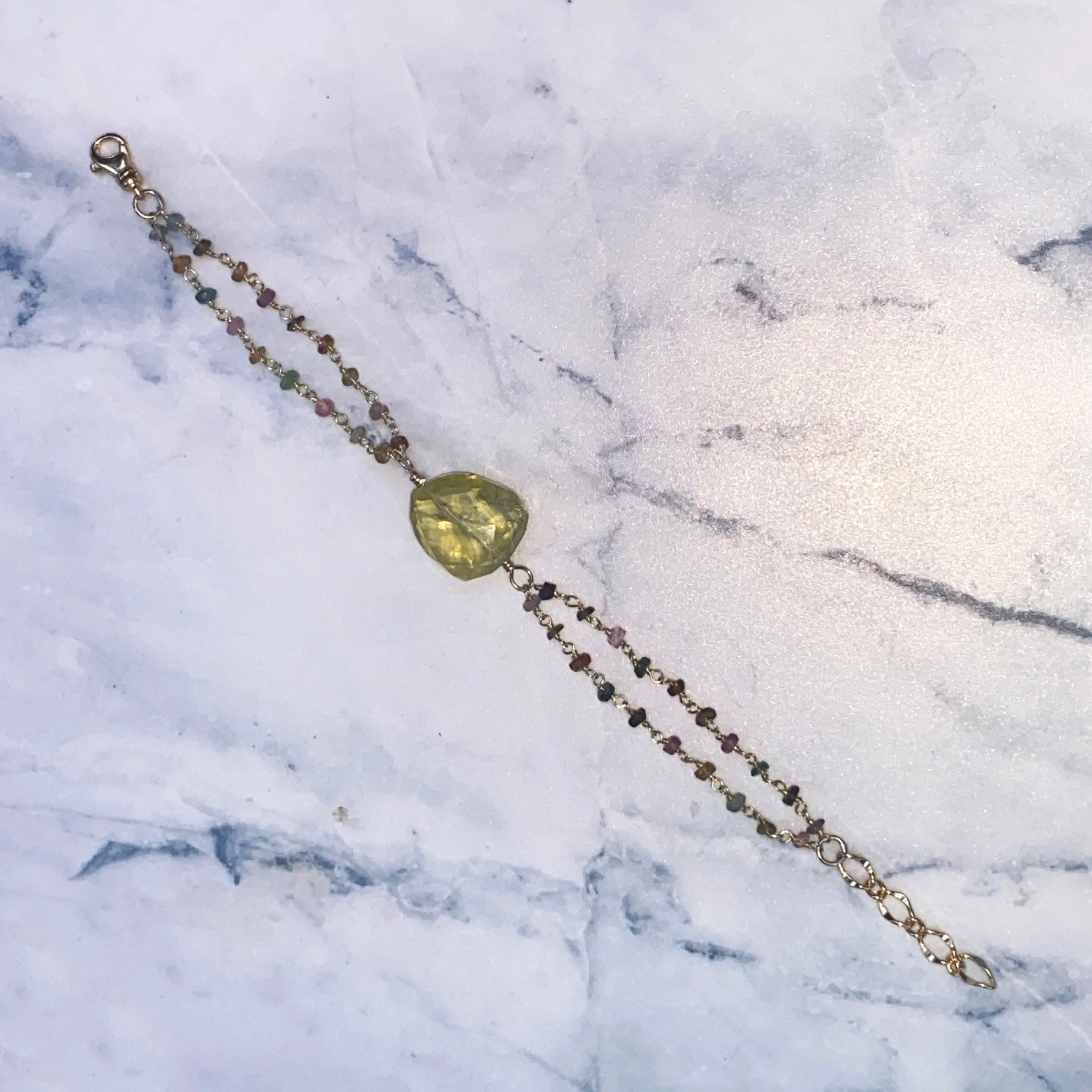 Yellow Topaz and Mixed Tourmaline Bracelet
